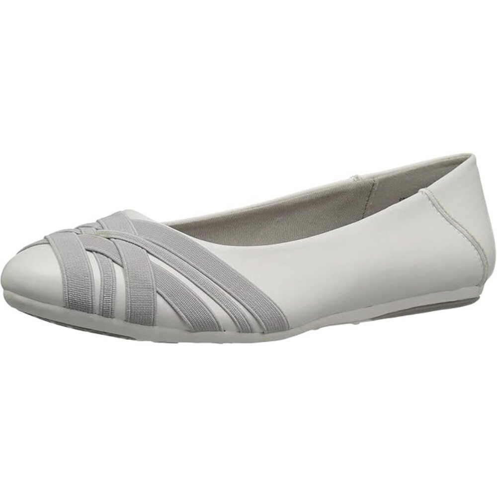 Aerosoles Size 8.5 White Spin Cycle Faux Leather Cross Weave Ballet Flats Shoes